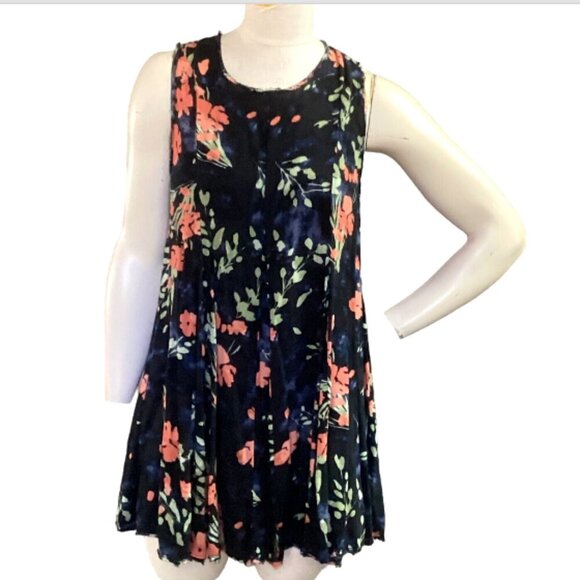 Urban Outfitters Ecote Sleeveless Mini Dress Tie Back Floral Raw Edge Hem S 123G - Picture 1 of 9